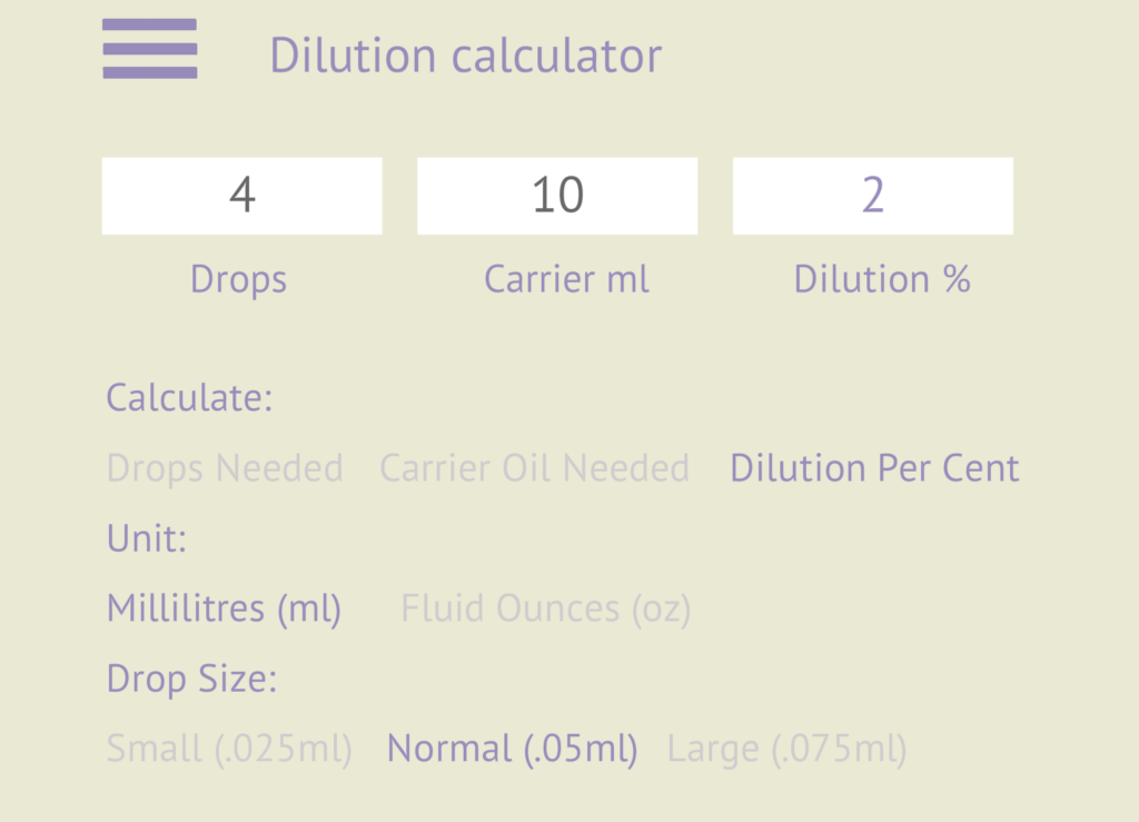Dilution Chart Calculator